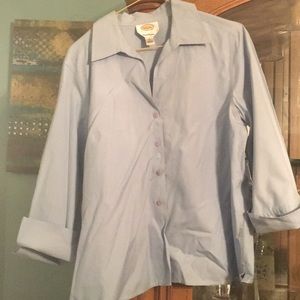 Blue long sleeves collar blouse